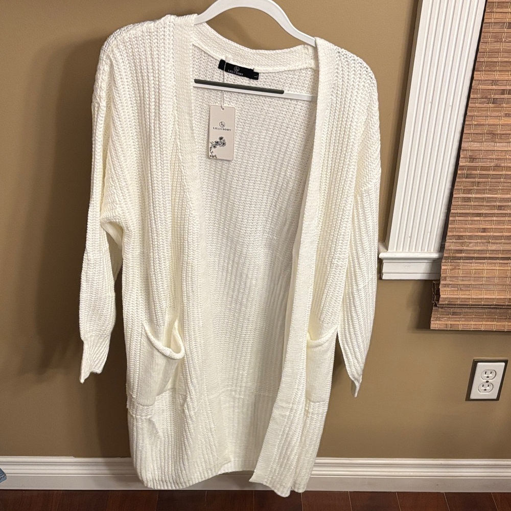 Chic Ivory Open-Front Cardigan NWT
